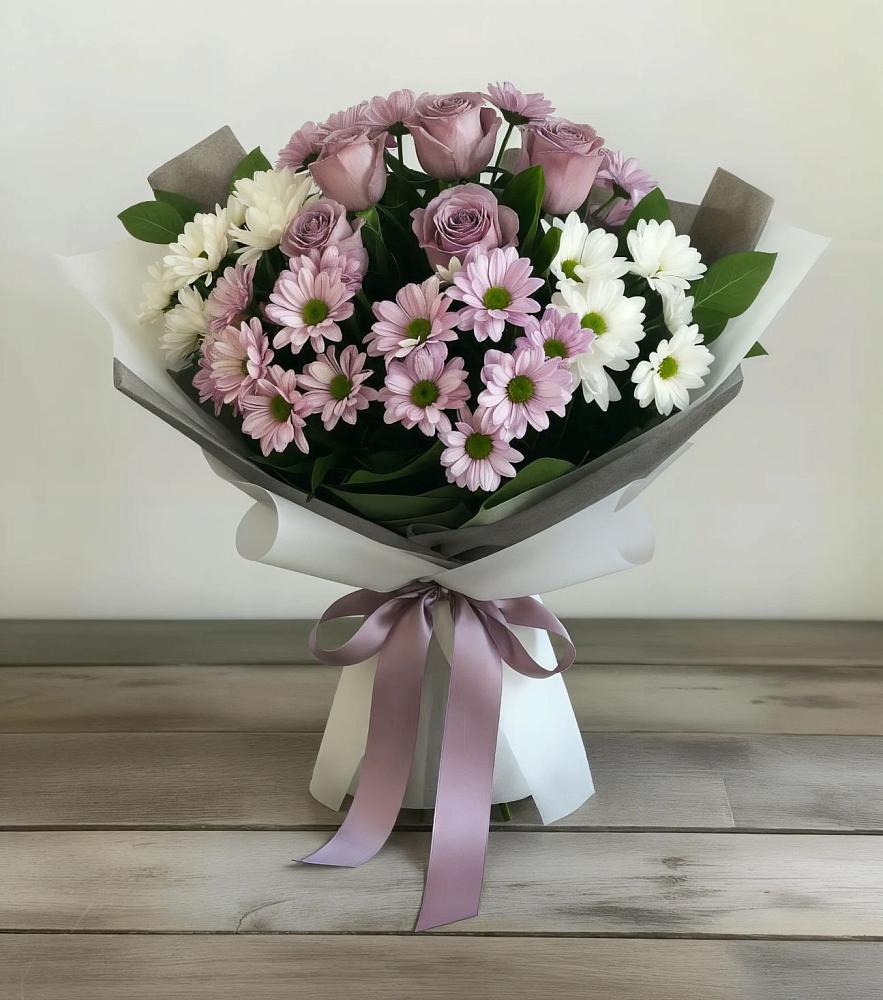 Букет цветов из: Хризантемы и Розы в Назрани