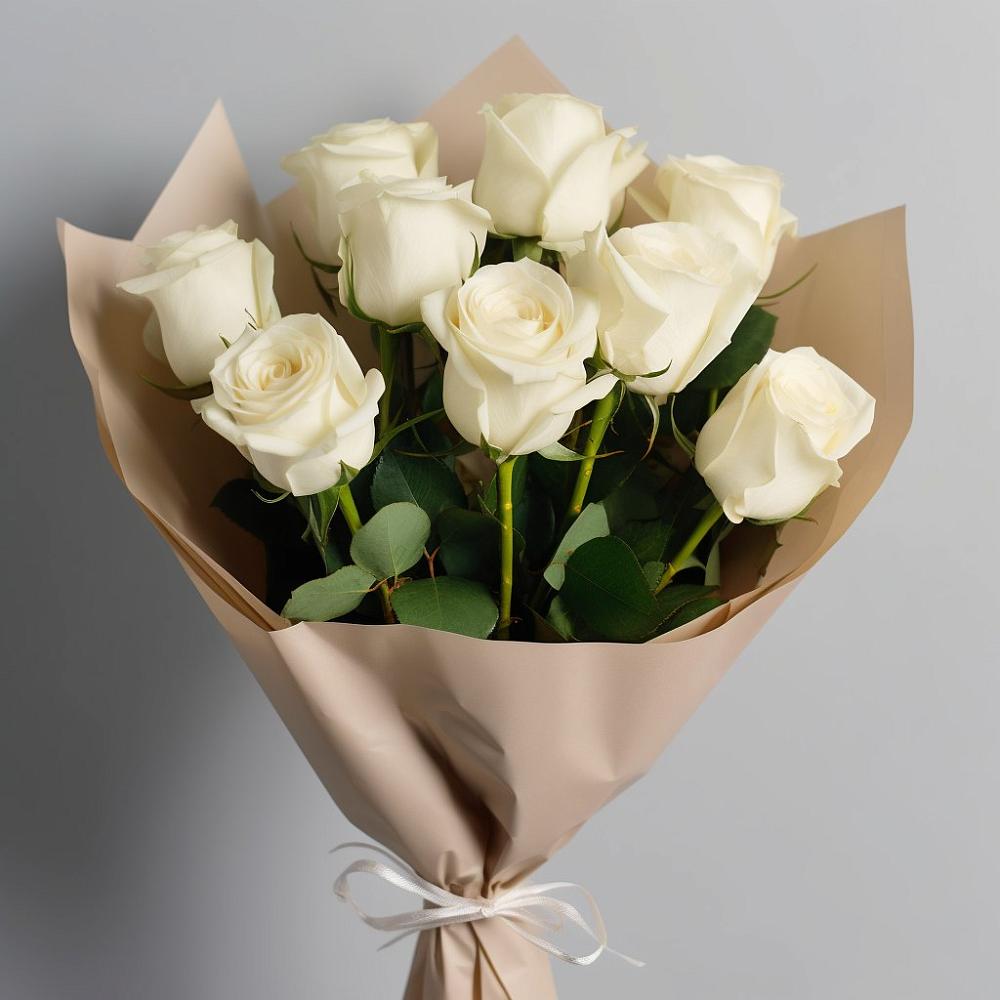 Букет 9 Белых роз Эдлесс Лав в Назрани