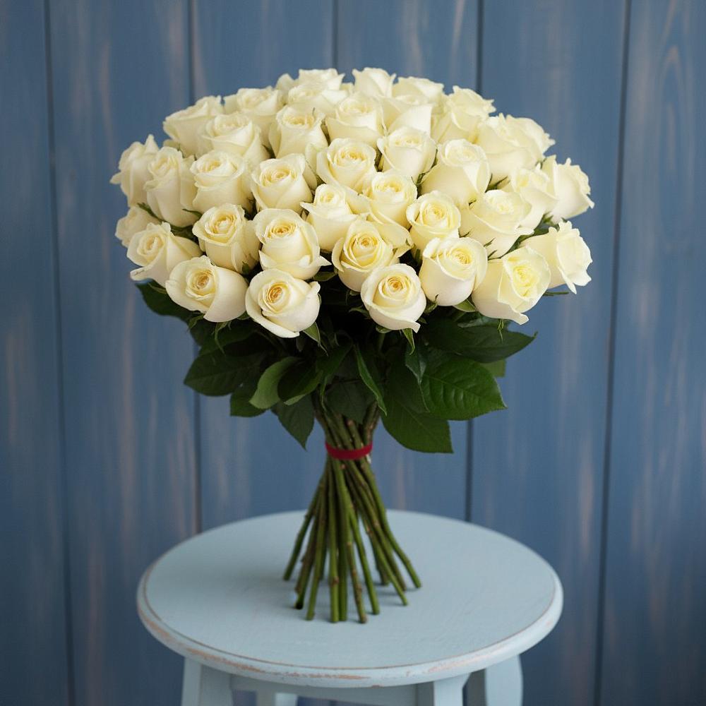 Букет 51 Белая роза Эдлесс Лав в Назрани