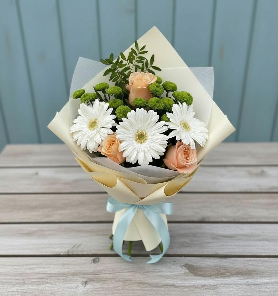 Букет цветов из: Герберы, Розы и Хризантемы в Назрани