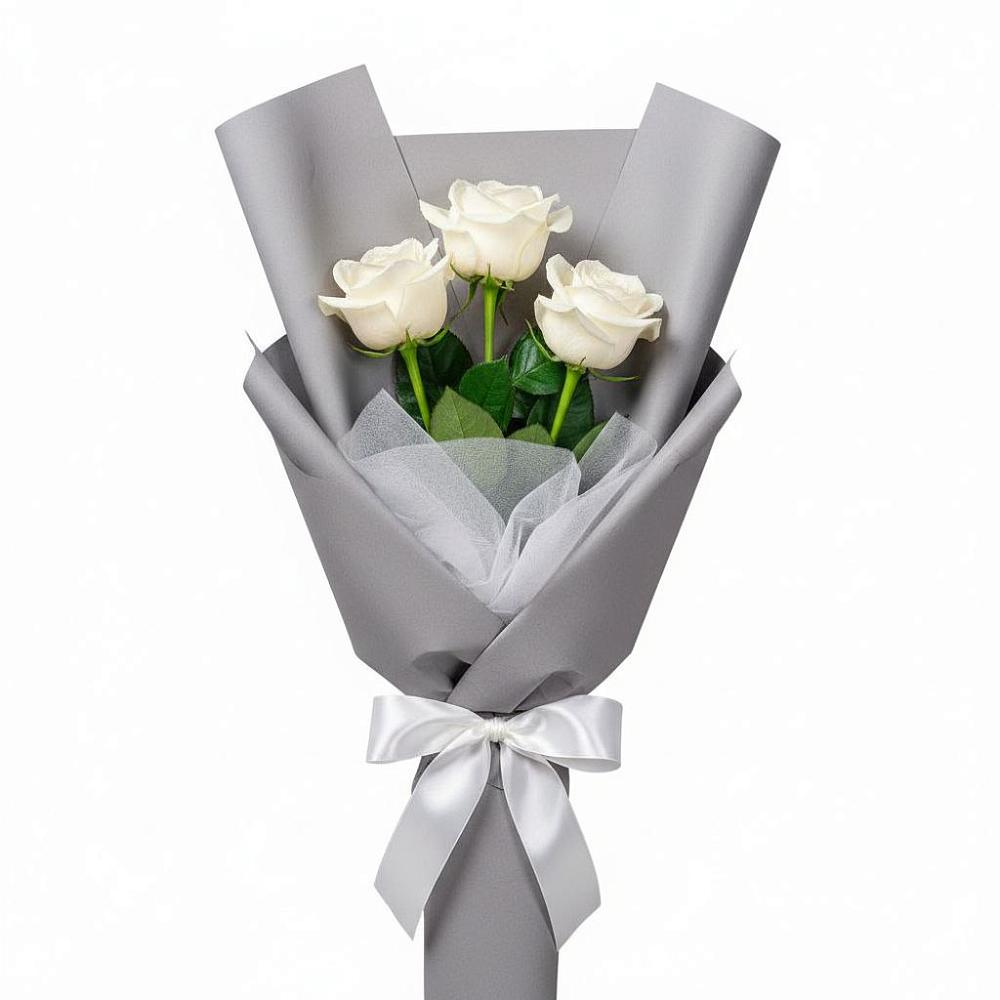 Букет 3 белые розы в Назрани