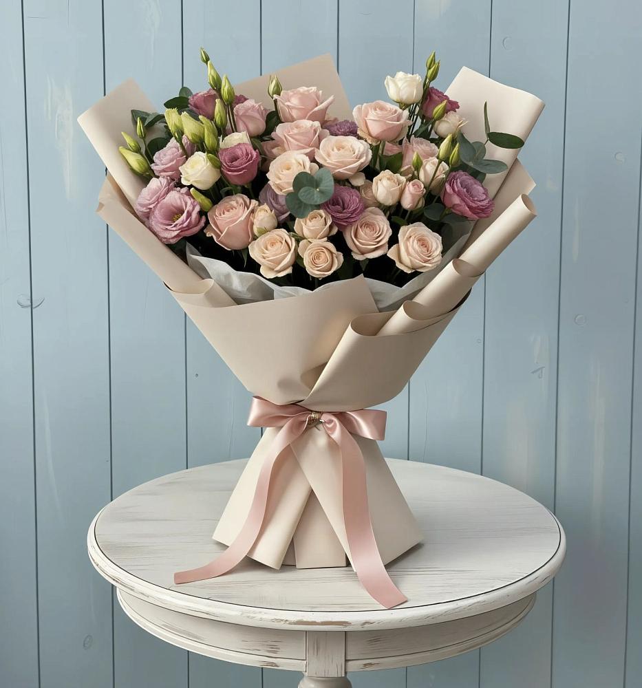 Букет цветов из: Розы и Лизиантусы в Назрани