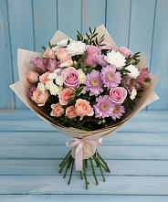 Букет цветов из:  Хризантемы, Розы и Альстромерии в Назрани