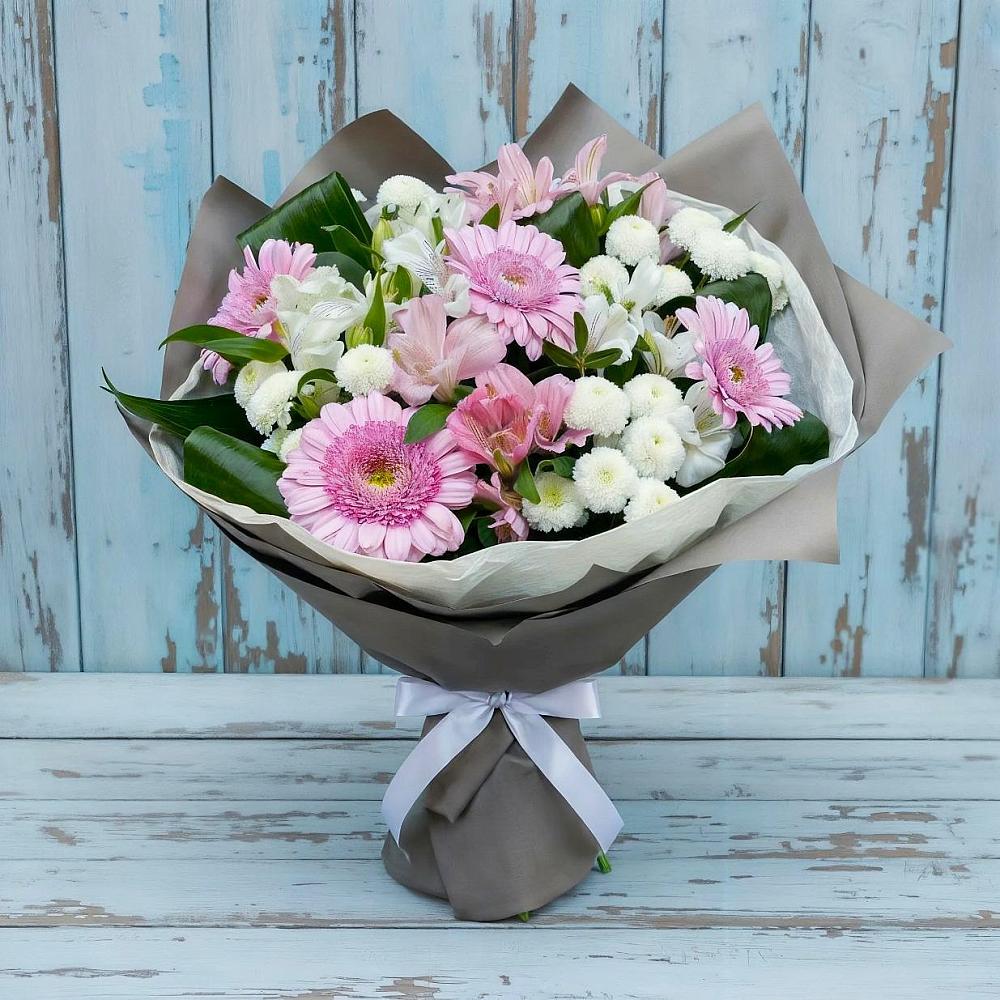 Букет цветов из: Герберы, Альстромерии и Хризантемы в Назрани